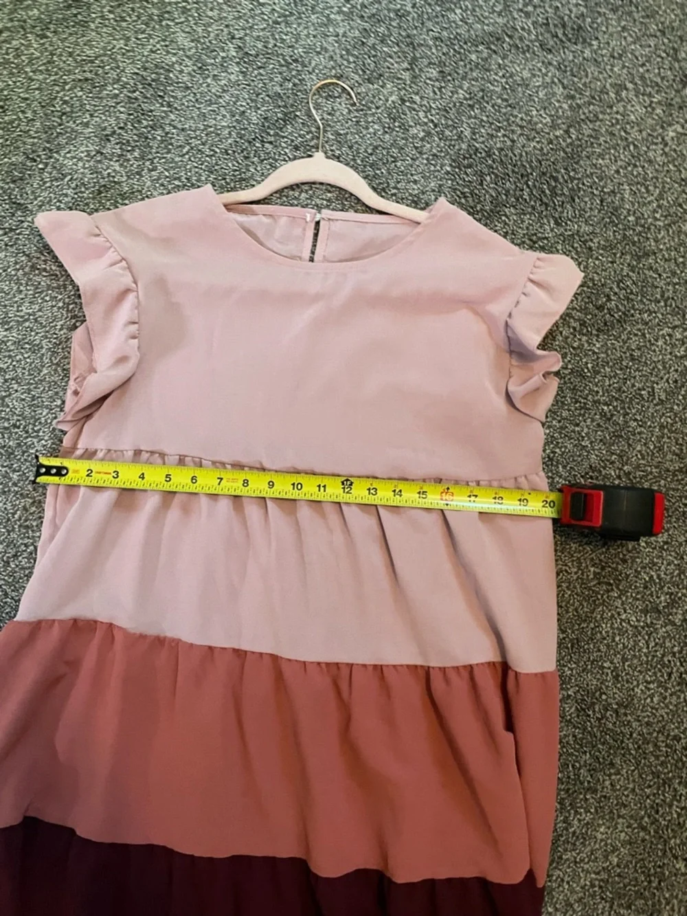 Pink Multicolor Women’s Smock Dress Ruffle Sleeve Dress Size Large - Picture 8 of 8